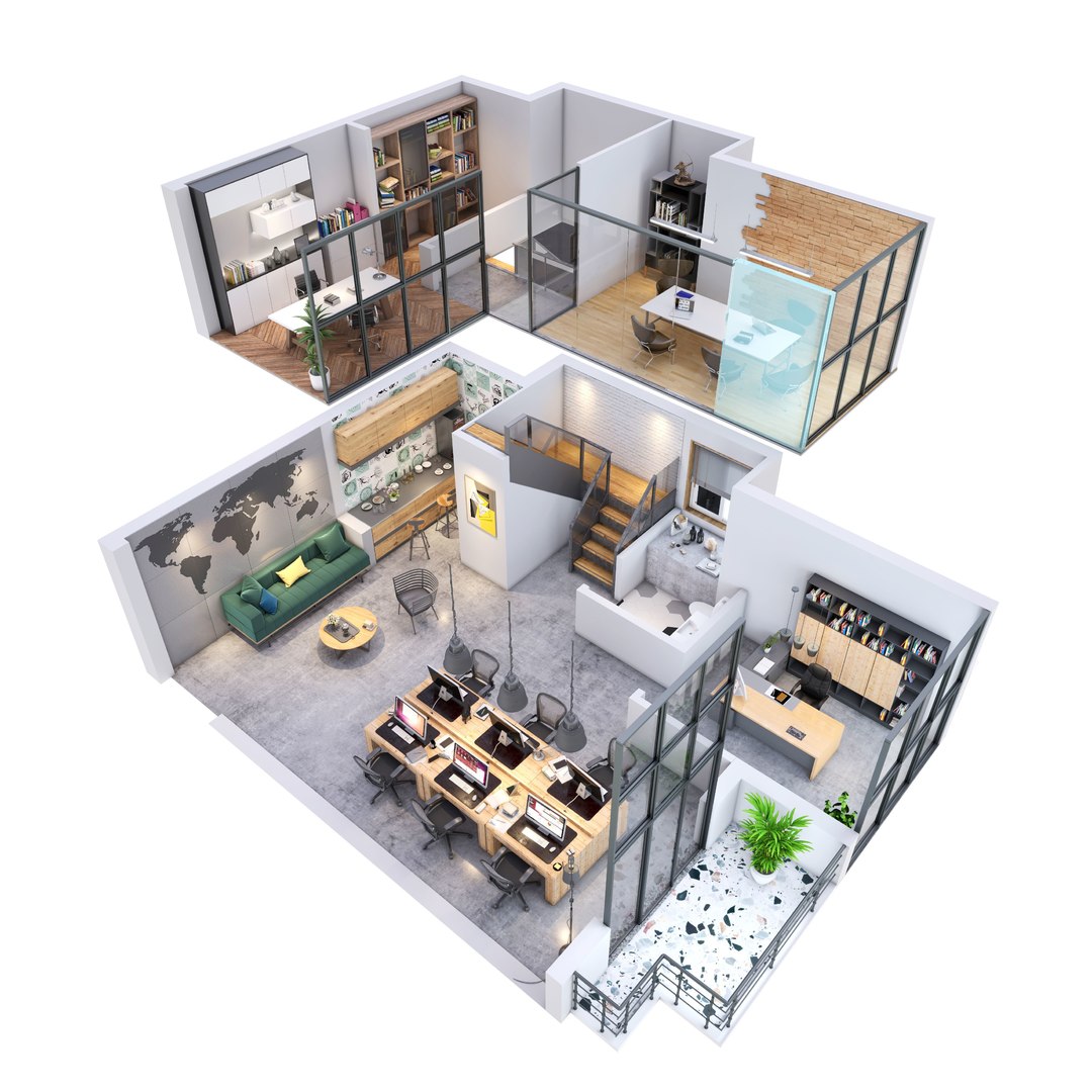 3D duplex apartment model TurboSquid 1577502