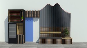 3D bench interior design restaurant model