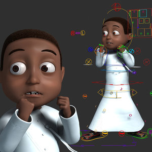 3D model arabic black muslim boy cartoon