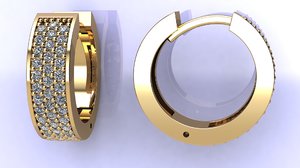 3D hoop earrings diamonds model
