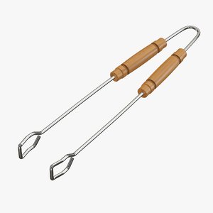 3D barbecue tongs wooden
