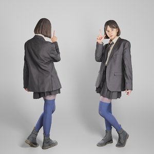 3D young woman school uniform