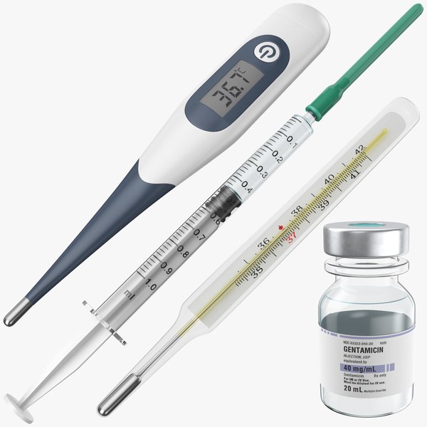 3D real syringe vial thermometers model