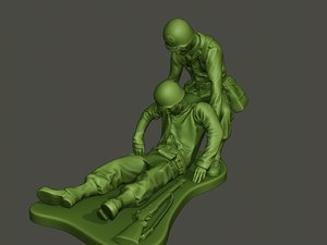 american soldiers ww2 dragging 3D model