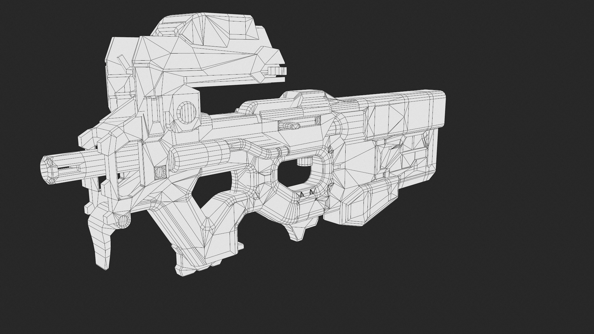 fn p90 sci-fi submachine gun low poly3d模型