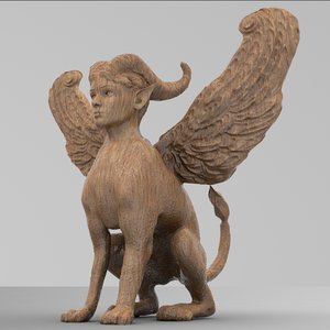 3D statue woman lion wood