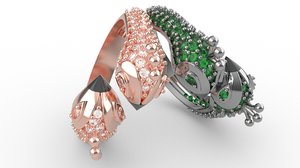 peacock diamond ring 3D model