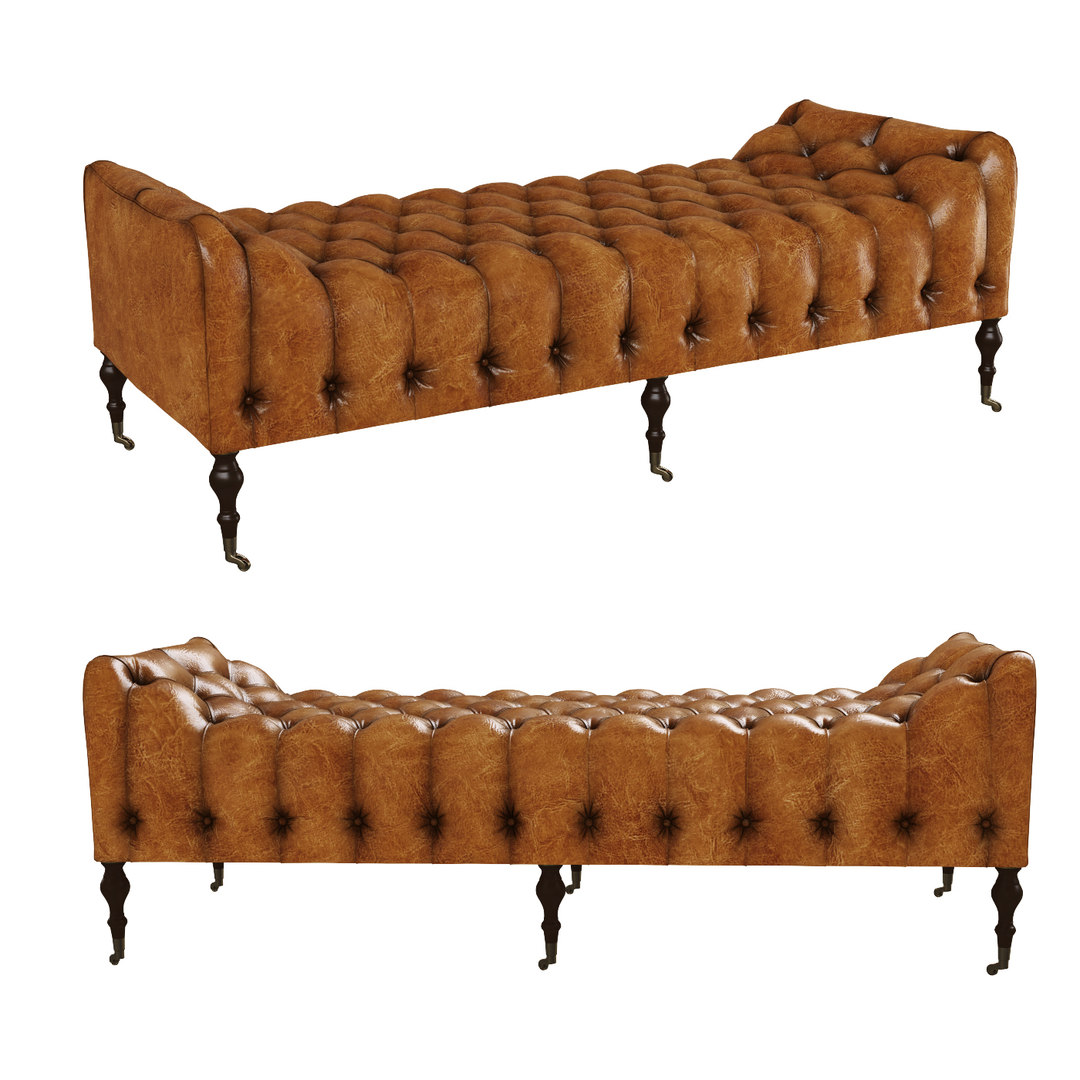 Chesterfield leather bench model TurboSquid 1580662