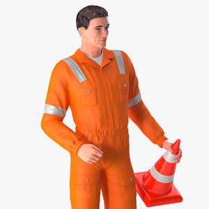 road worker rigged works 3D