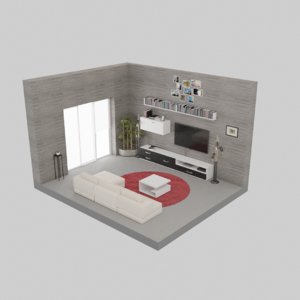 isometric living room model