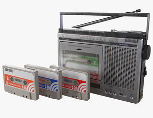cassette recorder hitachi low-poly 3D model