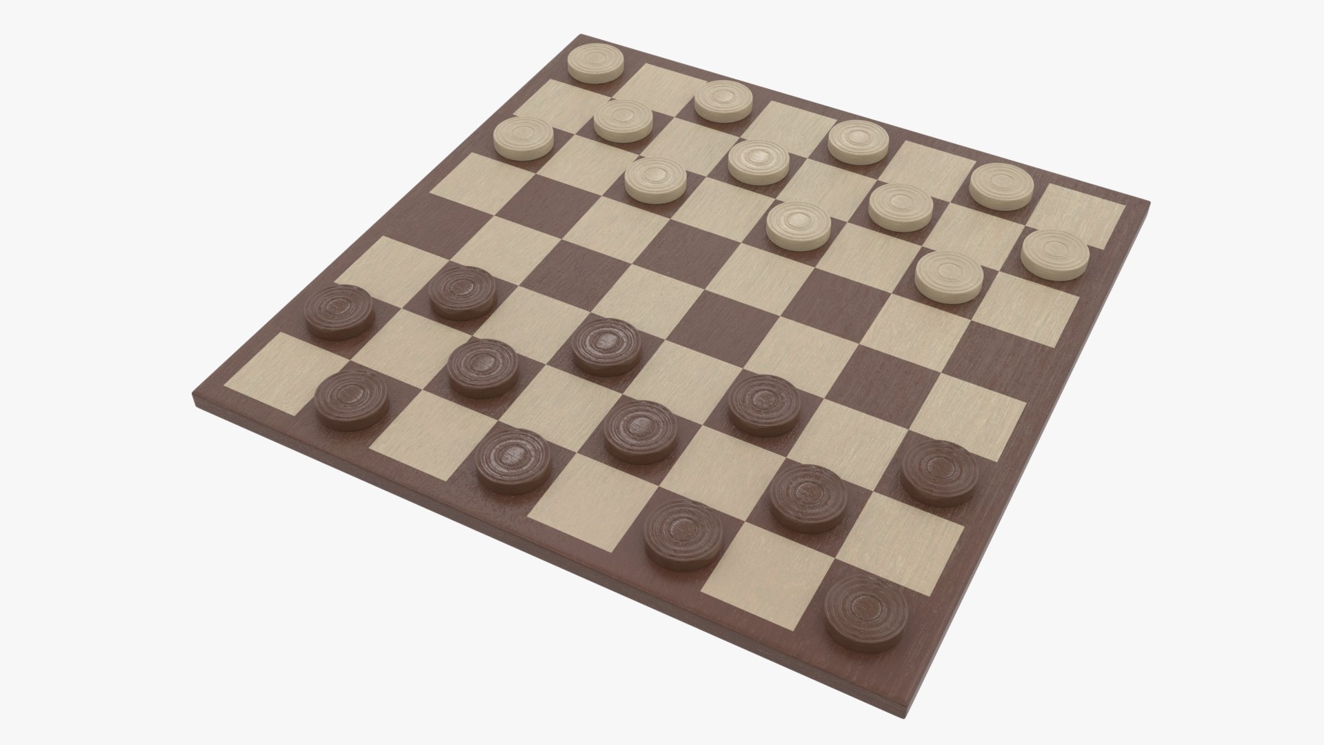 3d Model Classic Checkers Wooden Board - Turbosquid 1580795