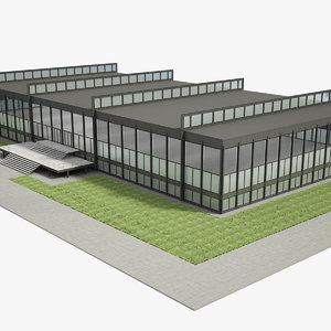 3D modern glass office building