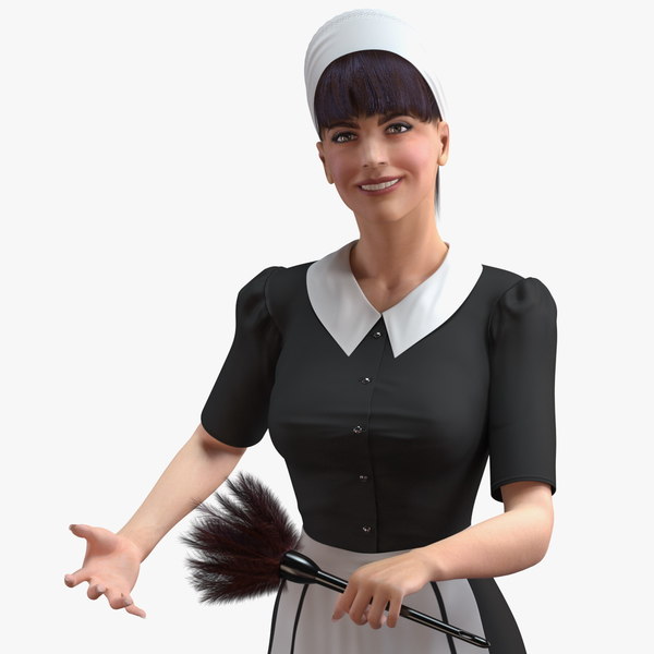 housekeeping maid rigged female 3D model