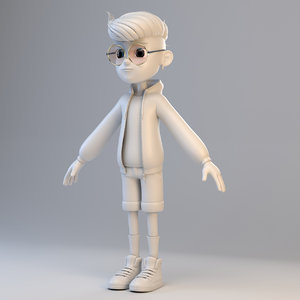 3D cartoon teenage boy model