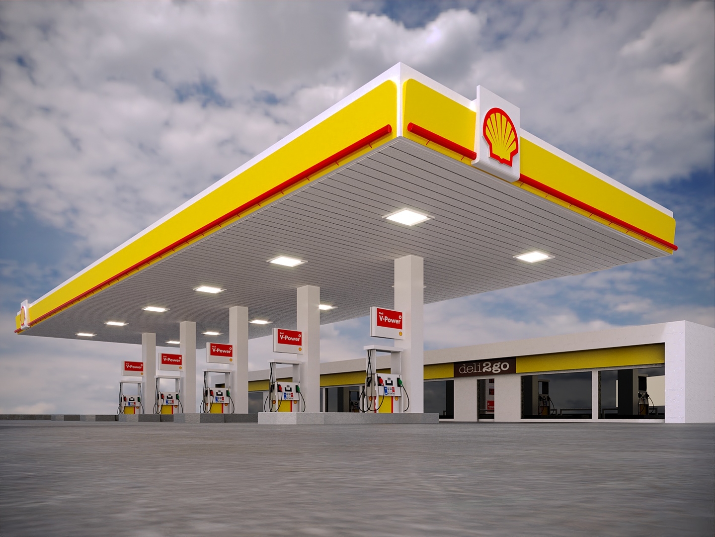 Gas station shell 3D model TurboSquid 1581410