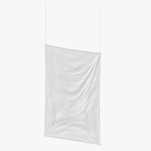 banner waving vertical white 3D model