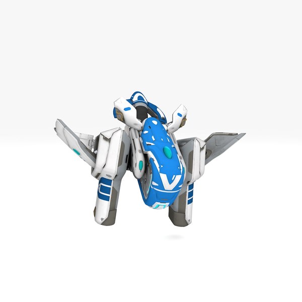 cyber airship rigged animate 3d