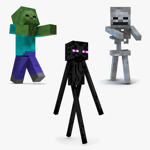 3D minecraft characters rigged model