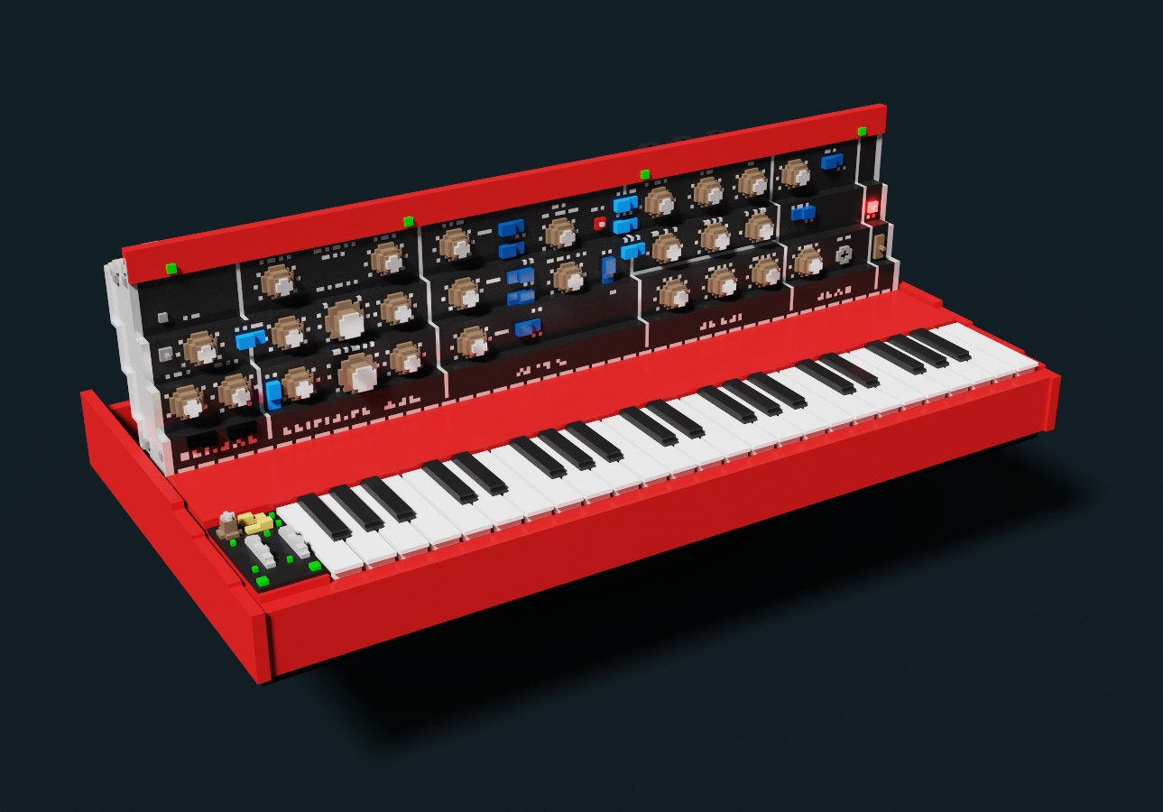 3D red synthesizer voxel art TurboSquid 1583352