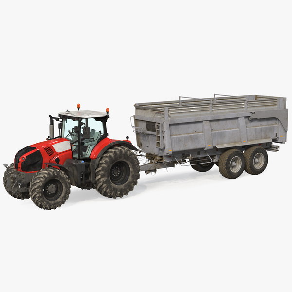 tractor agricultural trailer rigged 3D