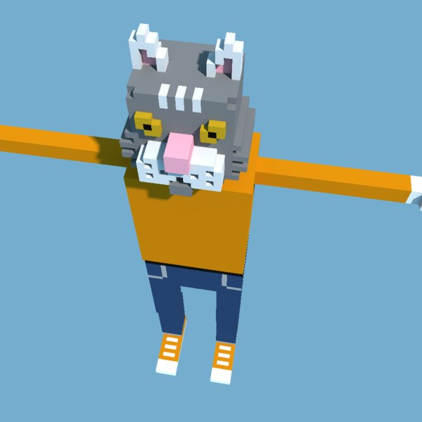 pixel cartoon cat 3D model