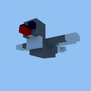 3D bird voxel art model