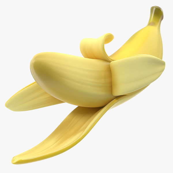 fresh peeled banana cartoon model