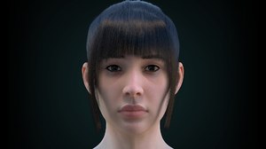 female character rig head face 3D model