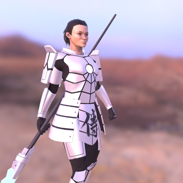 3d Model Sci Fi Samurai Girl Turbosquid