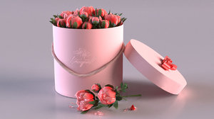 flowers peonies box 3D