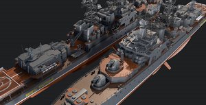 udaloy destroyer russia 3D model