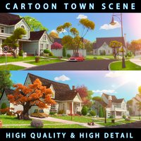 Cartoon Town Home Exterior Scene