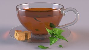3D tea cup beverage sugar model