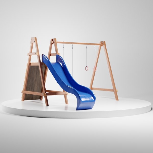 wooden swing slide set model