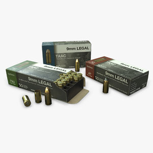 9mm ammunition cartridges packed 3D model