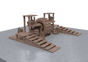 medieval wine presser 3D