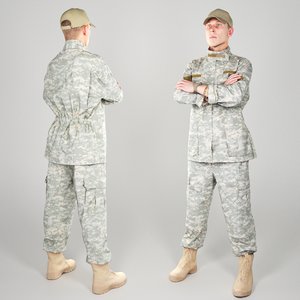 equipped soldier american military uniform 3D model