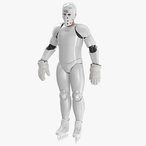 3D hummanoid hockey player white