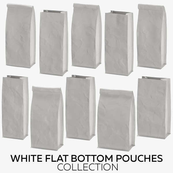 white flat pouches 3D
