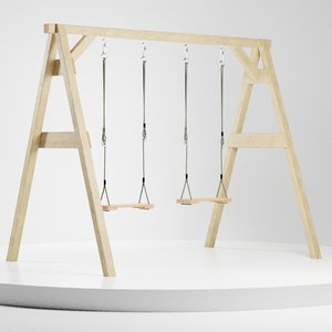 classic wooden swing seats 3D