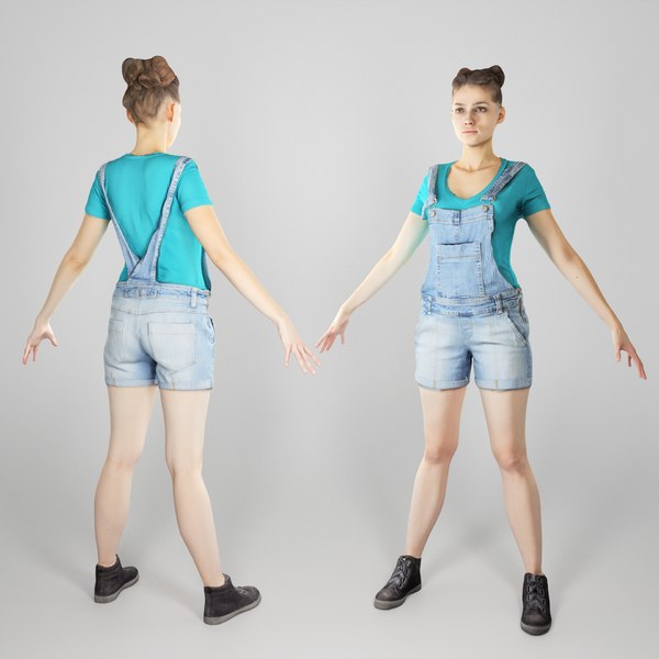 3d photogrammetry young woman a-pose