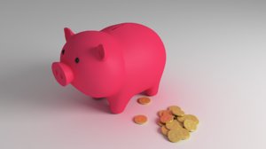 cute piggy bank coins model