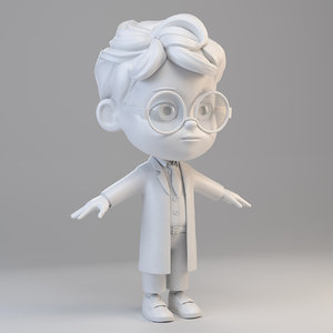 3D cartoon scientist boy