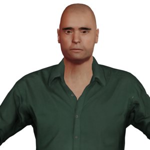 3D white middle aged man rigged model