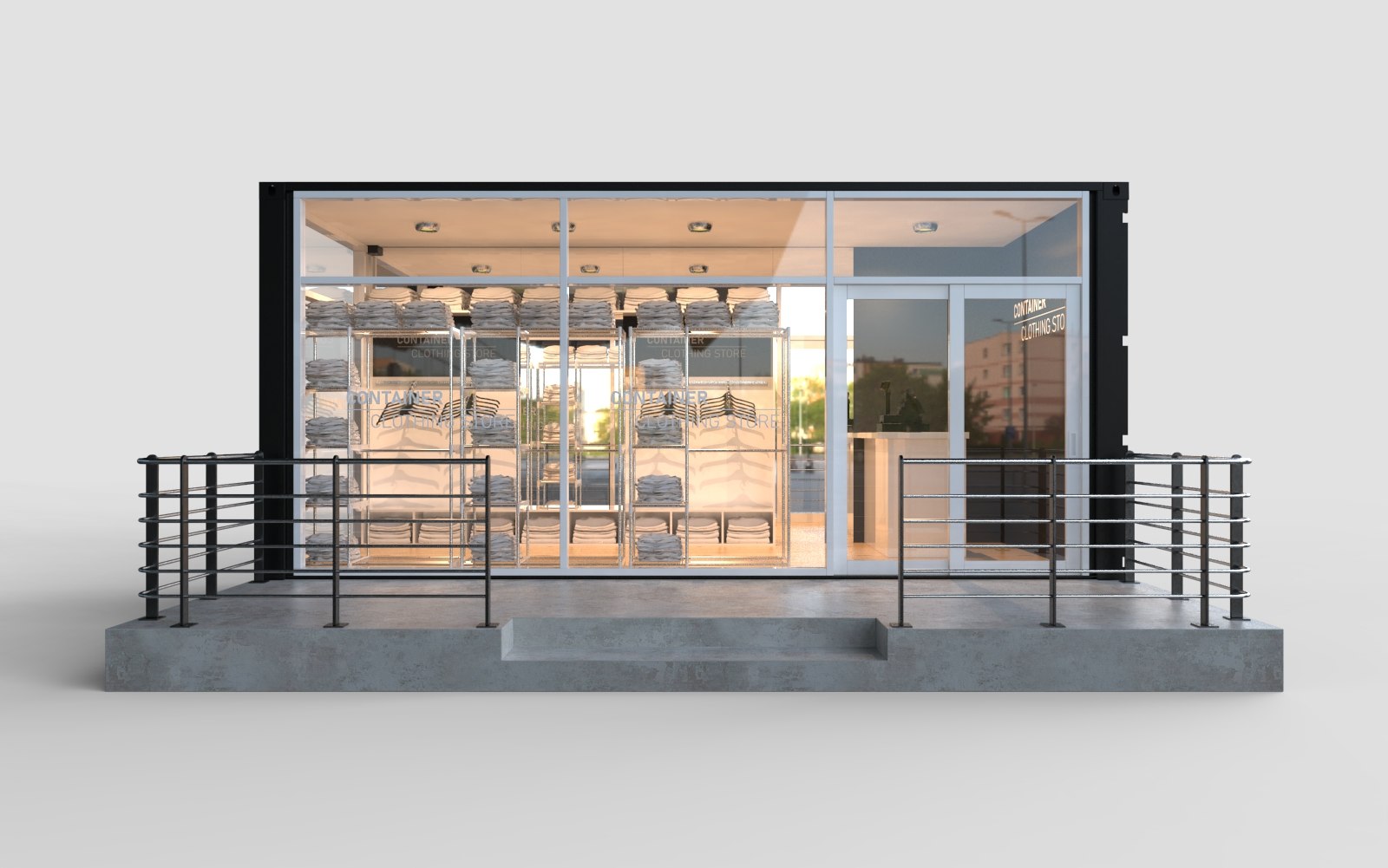 3D shipping container clothing store model TurboSquid 1587927