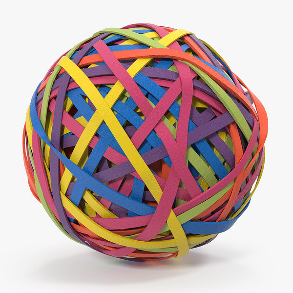 3d colorful rubber band ball model