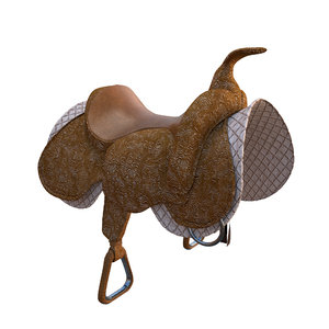 leather saddle horses 3D model