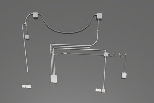 3D metal electrical wires set model