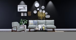 3D interior furnishings sofa
